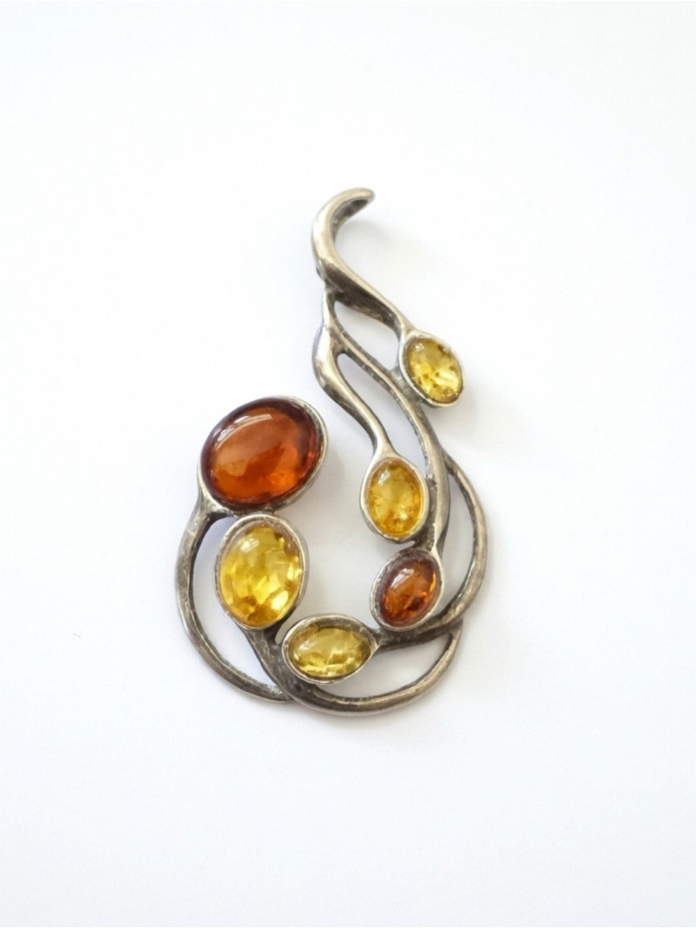 Sterling Silver Amber Teardrop Pendant